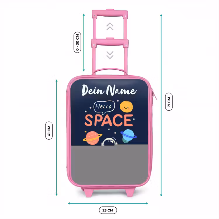 Astronaut - Quote - Planeten - Sterren Kinderkoffer - Roze klein -productfoto_formaten