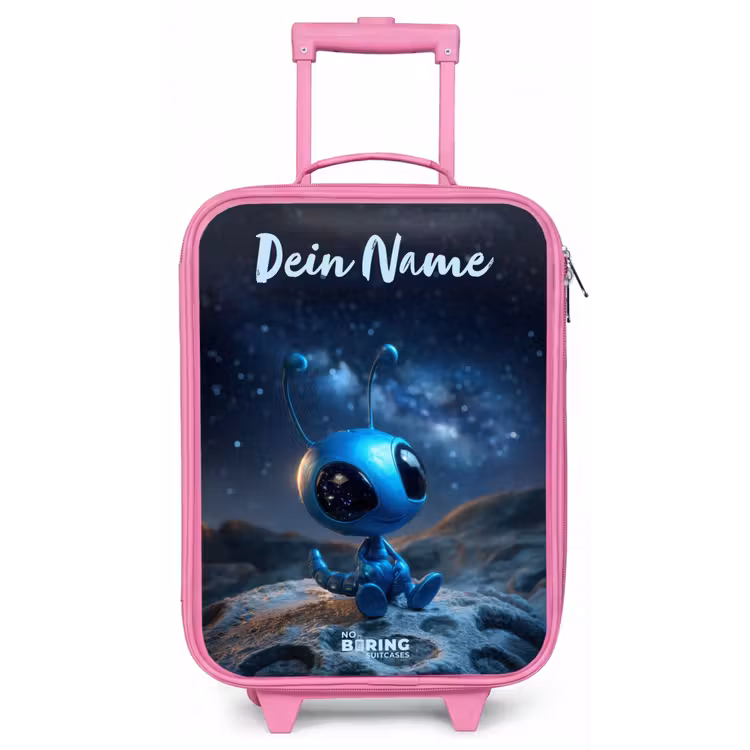 Blauw buitenaards wezentje onder sterrenhemel Kinderkoffer - Roze klein -zz3dotto