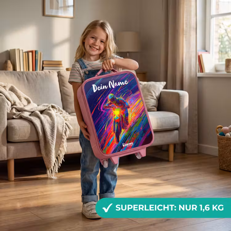 Crossmotor - Neonkleuren - Lijnen - Helm Kinderkoffer - Roze klein -sfeer2_DE