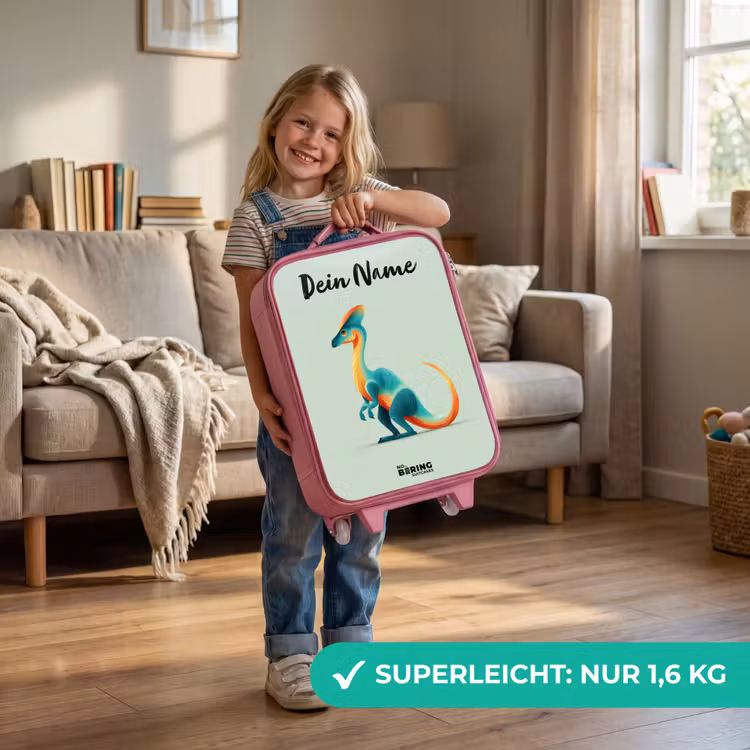 Dino - Blauw - Dier Kinderkoffer - Roze klein -sfeer2_DE