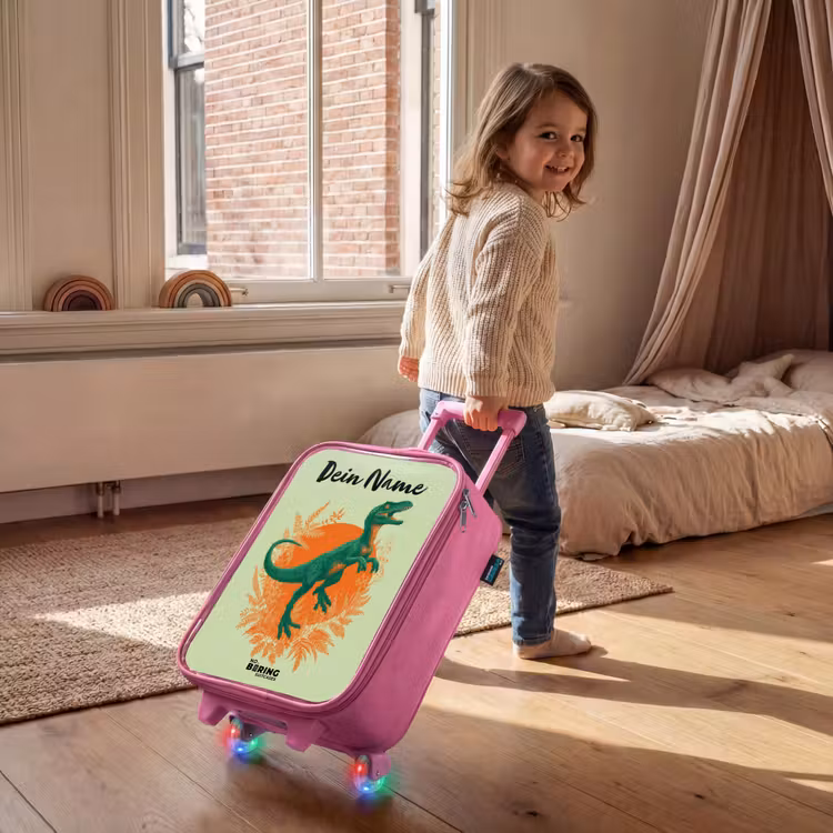 Dino - Natuur - Groen Kinderkoffer - Roze klein -sfeer1