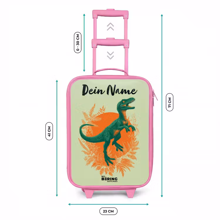 Dino - Natuur - Groen Kinderkoffer - Roze klein -productfoto_formaten