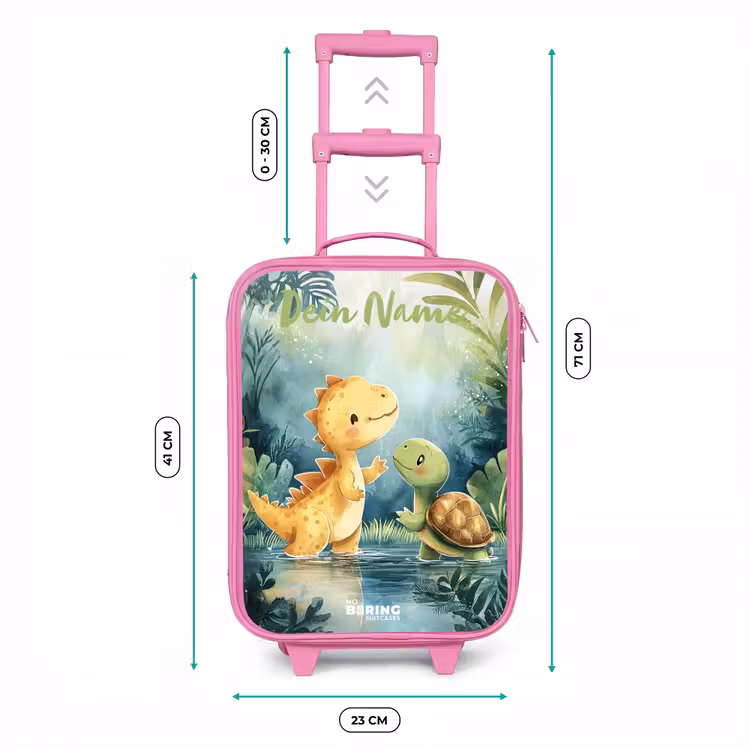 Dino - Schildpad - Jungle Kinderkoffer - Roze klein -productfoto_formaten