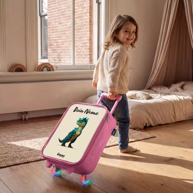 Dino - Dier - Groen Kinderkoffer - Roze klein -sfeer1