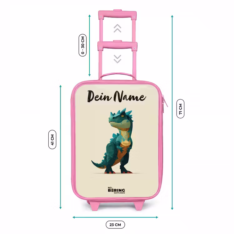 Dino - Dier - Groen Kinderkoffer - Roze klein -productfoto_formaten