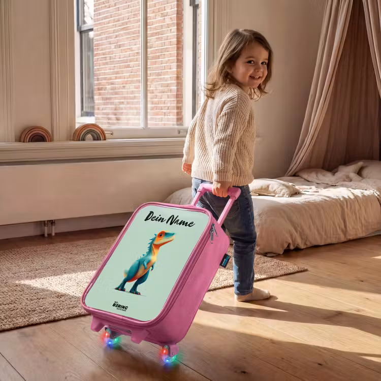 Dino - Dier - Groen - Oranje Kinderkoffer - Roze klein -sfeer1