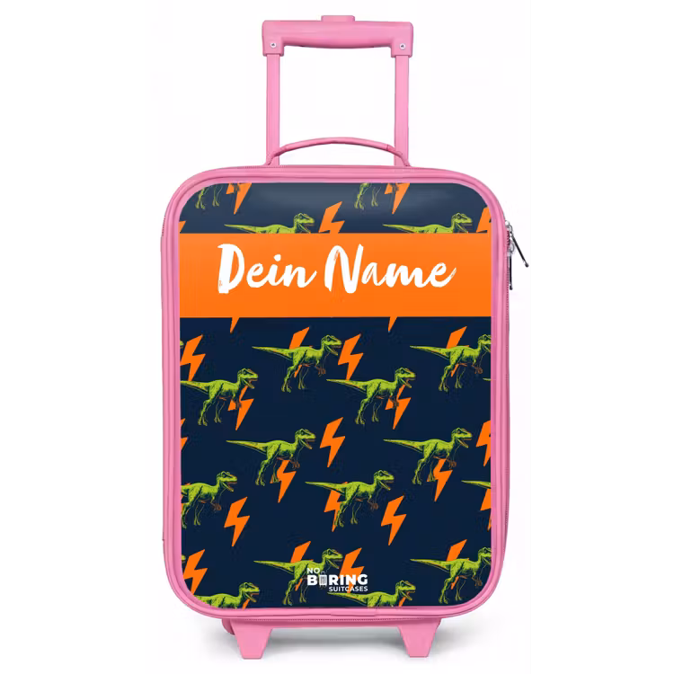 Dinos - Bliksem - Dieren - Blauw Kinderkoffer - Roze klein -zz3dotto
