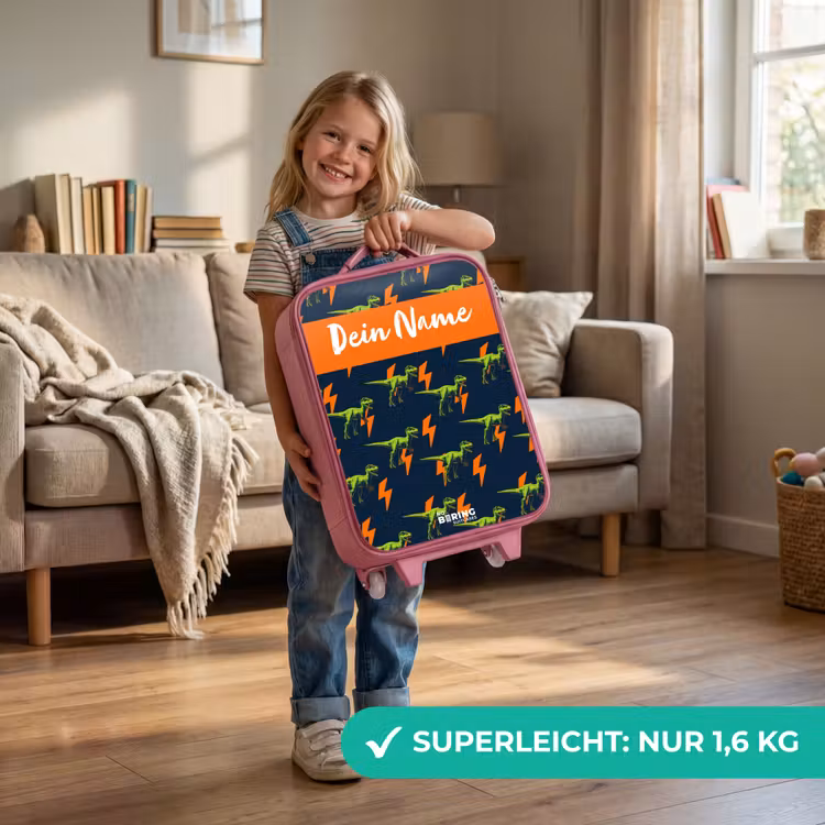 Dinos - Bliksem - Dieren - Blauw Kinderkoffer - Roze klein -sfeer2_DE