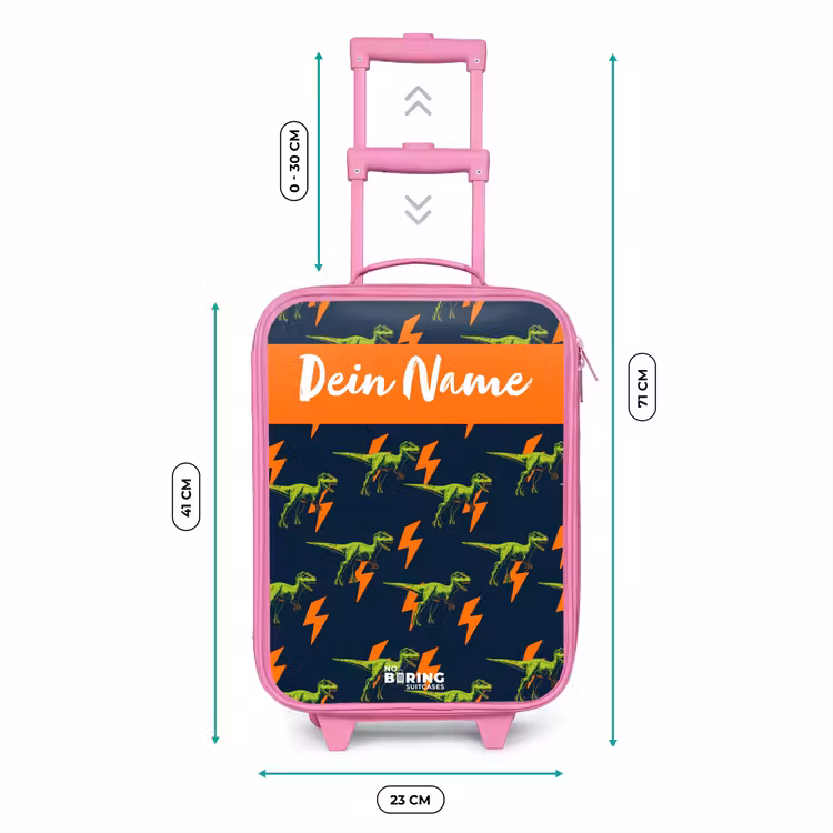Dinos - Bliksem - Dieren - Blauw Kinderkoffer - Roze klein -productfoto_formaten