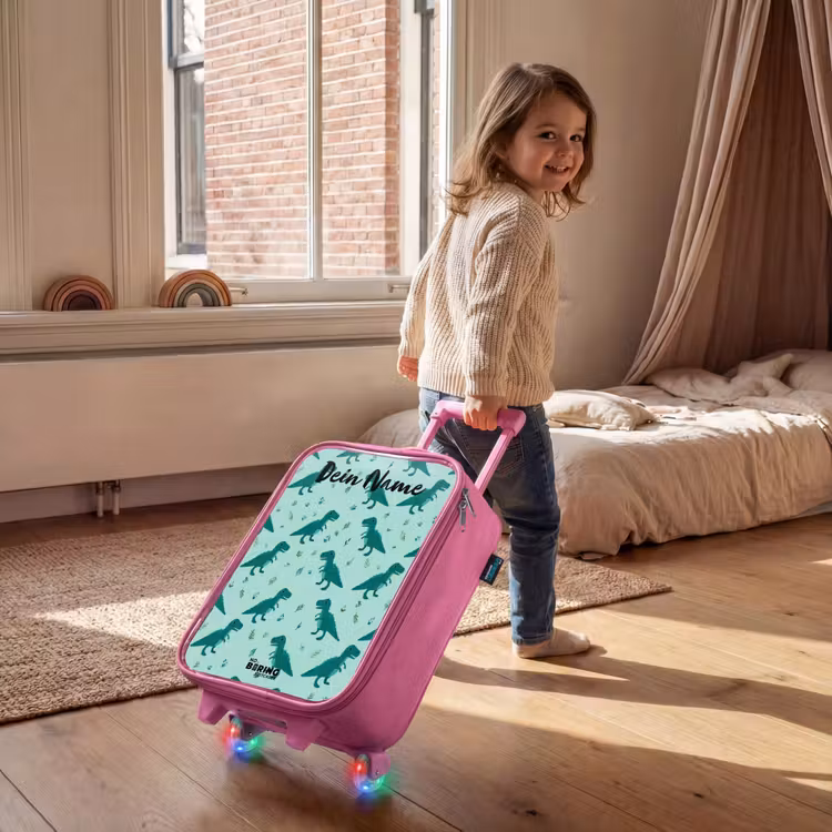 Dinos - Patroon - Groen Kinderkoffer - Roze klein -sfeer1