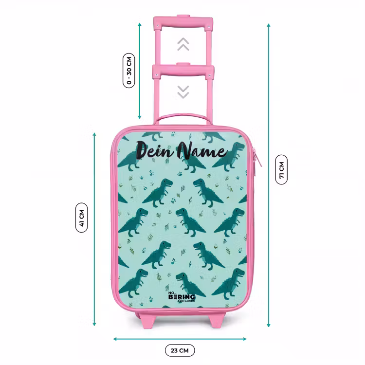 Dinos - Patroon - Groen Kinderkoffer - Roze klein -productfoto_formaten