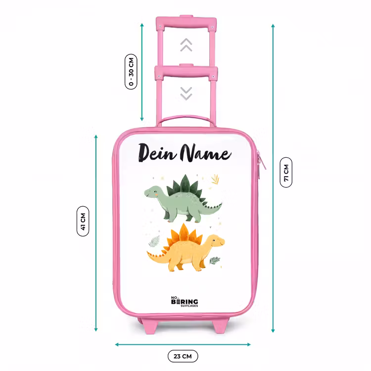 Dinos - Dieren - Groen - Oranje Kinderkoffer - Roze klein -productfoto_formaten
