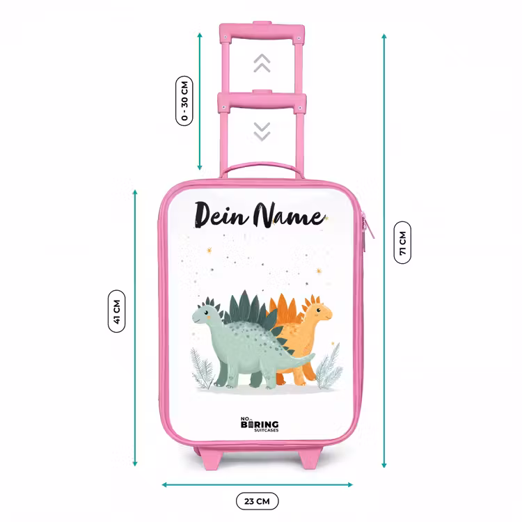 Dinos - Dieren - Sterren Kinderkoffer - Roze klein -productfoto_formaten