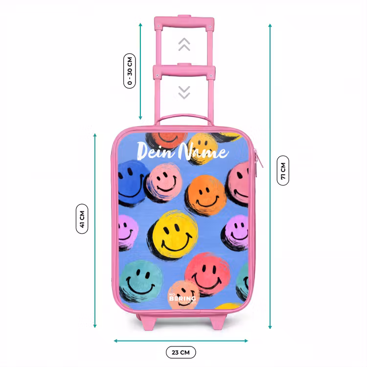 Een speels en kunstzinnig patroon van kleurrijke smileys Kinderkoffer - Roze klein -productfoto_formaten