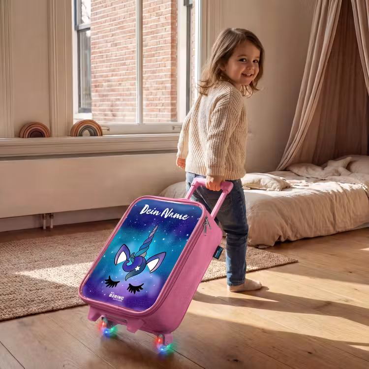 Eenhoorn - Sterrenhemel - Blauw Kinderkoffer - Roze klein -sfeer1