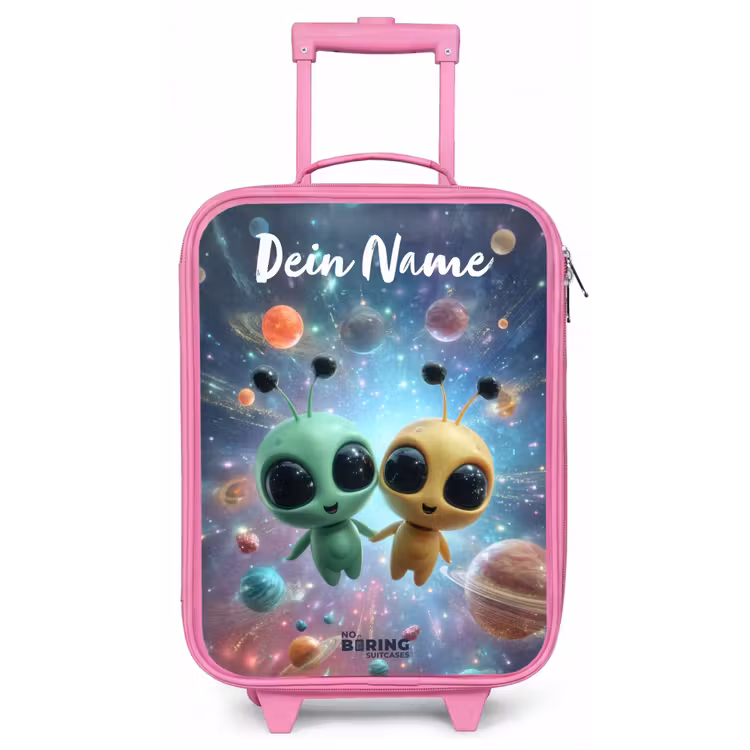Vrolijke buitenaardse vrienden Kinderkoffer - Roze klein -zz3dotto