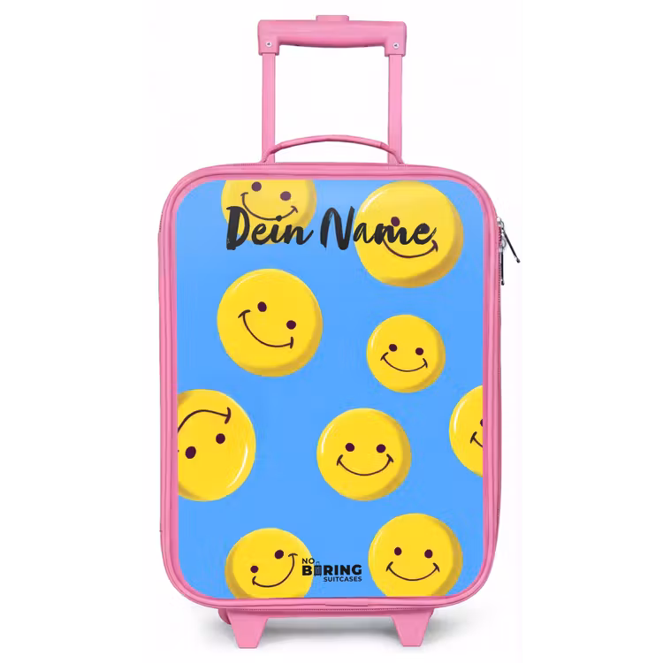 Vrolijke smileyregen Kinderkoffer - Roze klein -zz3dotto