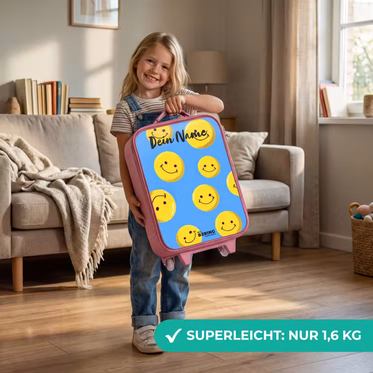 Vrolijke smileyregen Kinderkoffer - Roze klein -sfeer2_DE