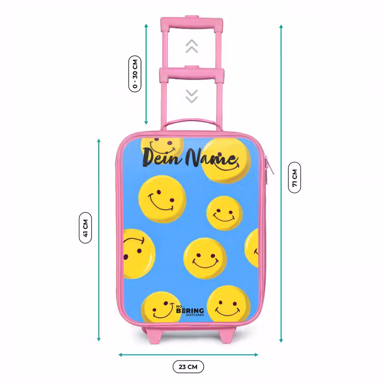 Vrolijke smileyregen Kinderkoffer - Roze klein -productfoto_formaten