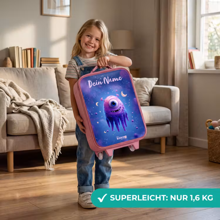Vrolijk paarsoog in de ruimte Kinderkoffer - Roze klein -sfeer2_DE