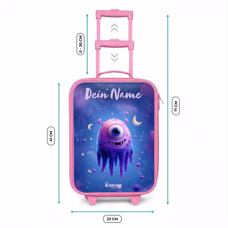 Vrolijk paarsoog in de ruimte Kinderkoffer - Roze klein -productfoto_formaten