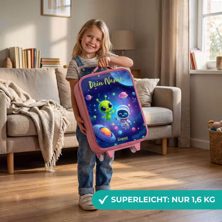 Vrolijke Ontmoeting in de Ruimte Kinderkoffer - Roze klein -sfeer2_DE
