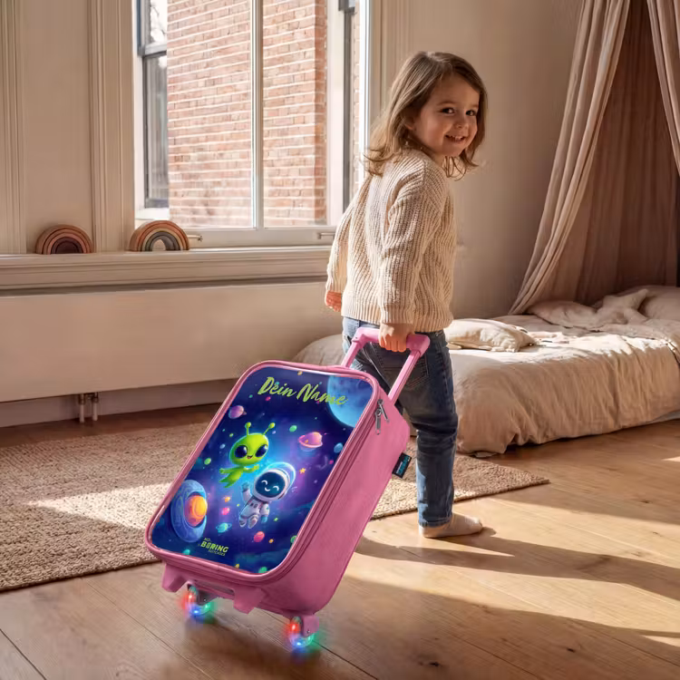 Vrolijke Ontmoeting in de Ruimte Kinderkoffer - Roze klein -sfeer1