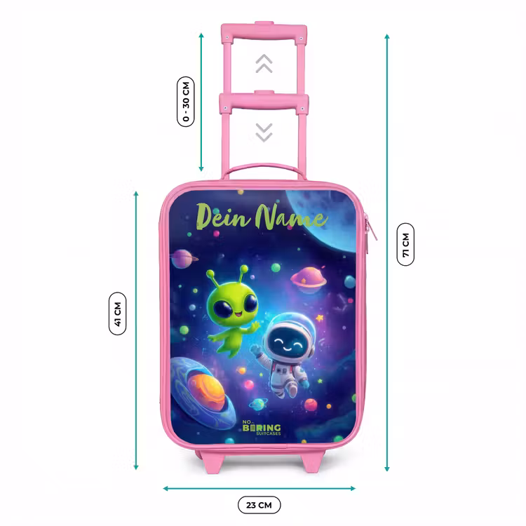 Vrolijke Ontmoeting in de Ruimte Kinderkoffer - Roze klein -productfoto_formaten