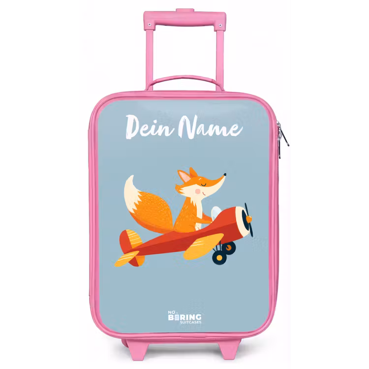 Vos - Vliegtuig - Vliegen Kinderkoffer - Roze klein -zz3dotto