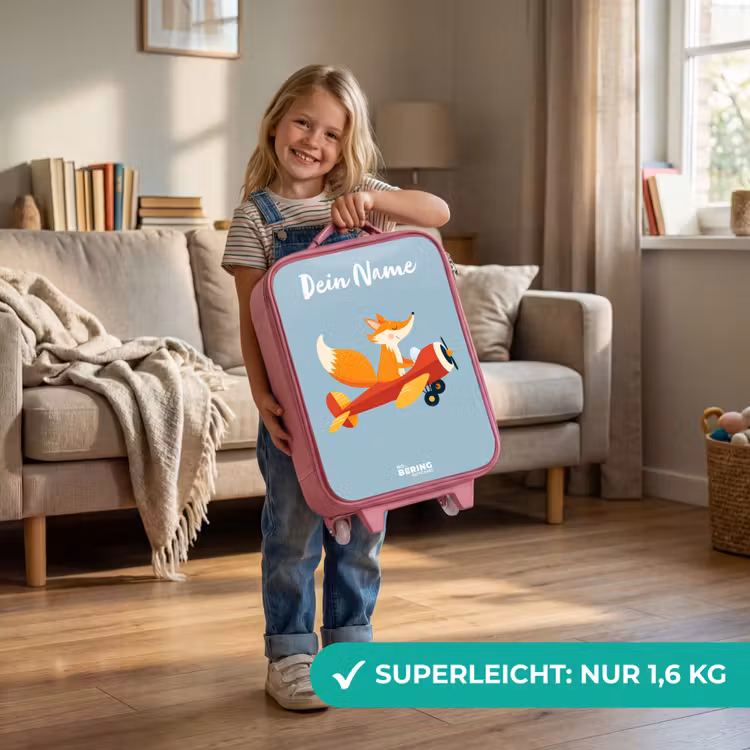 Vos - Vliegtuig - Vliegen Kinderkoffer - Roze klein -sfeer2_DE