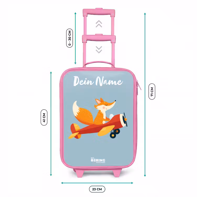 Vos - Vliegtuig - Vliegen Kinderkoffer - Roze klein -productfoto_formaten