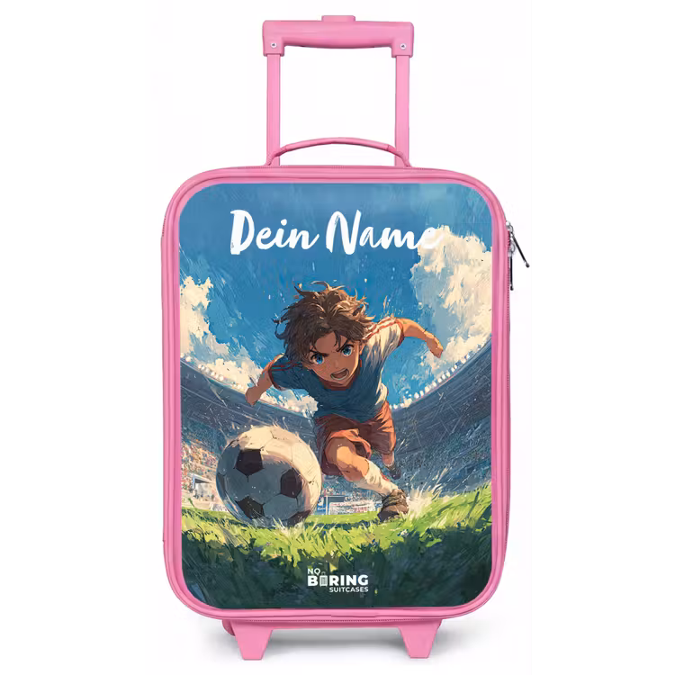 Voetbal - Gras - Stadion - Schilderij Kinderkoffer - Roze klein -zz3dotto