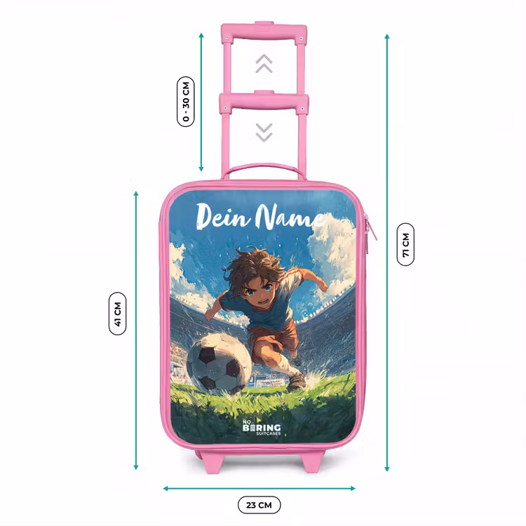 Voetbal - Gras - Stadion - Schilderij Kinderkoffer - Roze klein -productfoto_formaten