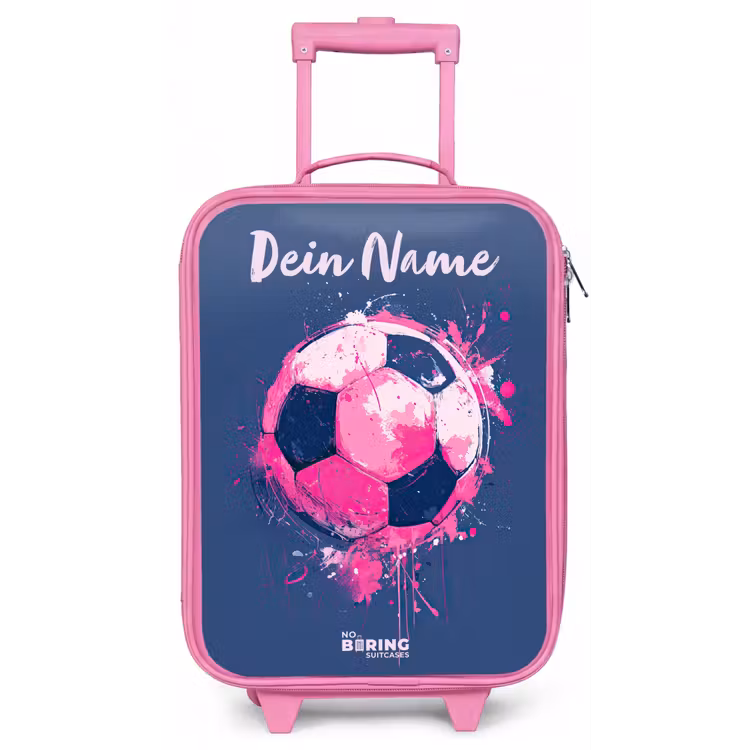 Voetbalvibes - Verf - Roze - Blauw Kinderkoffer - Roze klein -zz3dotto