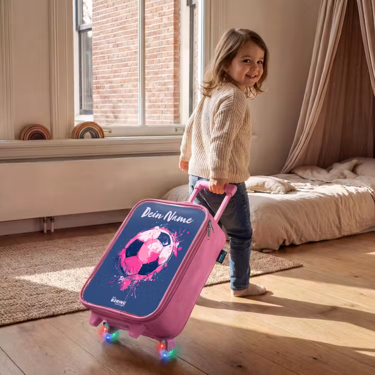 Voetbalvibes - Verf - Roze - Blauw Kinderkoffer - Roze klein -sfeer1