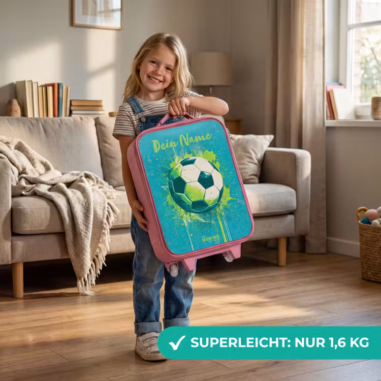 Voetbalvibes - Verfspatten - Groen - Blauw Kinderkoffer - Roze klein -sfeer2_DE