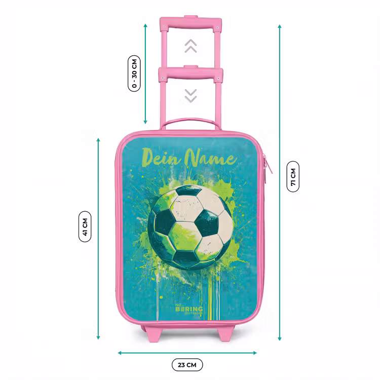 Voetbalvibes - Verfspatten - Groen - Blauw Kinderkoffer - Roze klein -productfoto_formaten