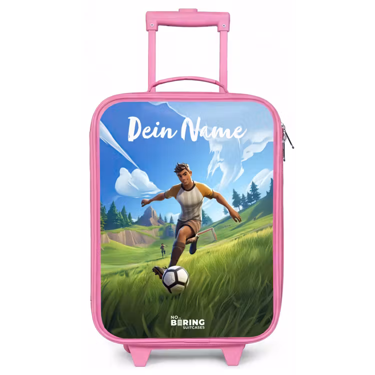 Voetballer - Gras - Goal - Kleurrijk Kinderkoffer - Roze klein -zz3dotto