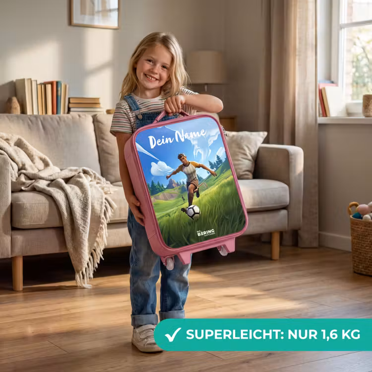 Voetballer - Gras - Goal - Kleurrijk Kinderkoffer - Roze klein -sfeer2_DE