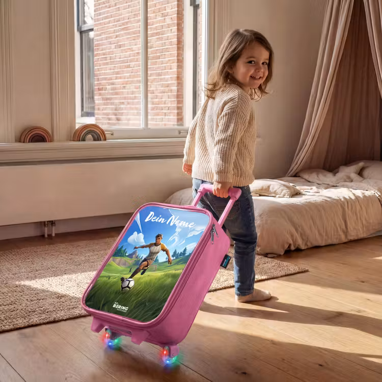 Voetballer - Gras - Goal - Kleurrijk Kinderkoffer - Roze klein -sfeer1