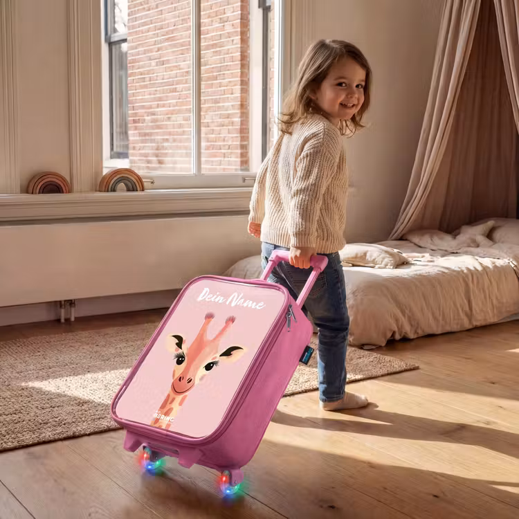 Giraffe - Wimpers - Minimalistisch - Roze Kinderkoffer - Roze klein -sfeer1