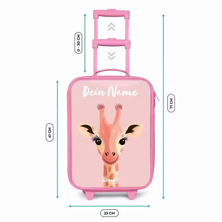 Giraffe - Wimpers - Minimalistisch - Roze Kinderkoffer - Roze klein -productfoto_formaten