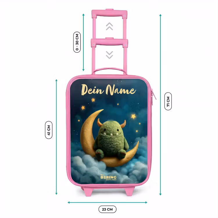 Groen monster op maansikkel Kinderkoffer - Roze klein -productfoto_formaten