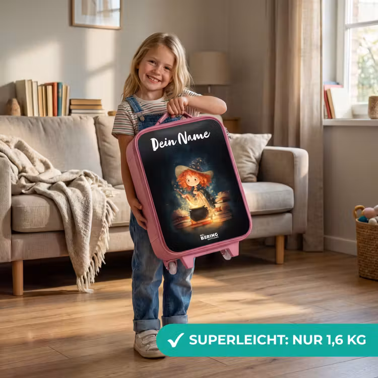 Heks met Sprankelende Toverdrank Kinderkoffer - Roze klein -sfeer2_DE