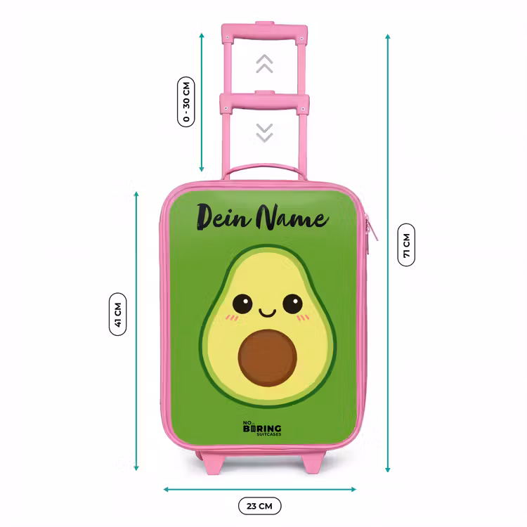 Kawai - Avocado - Groen Kinderkoffer - Roze klein -productfoto_formaten