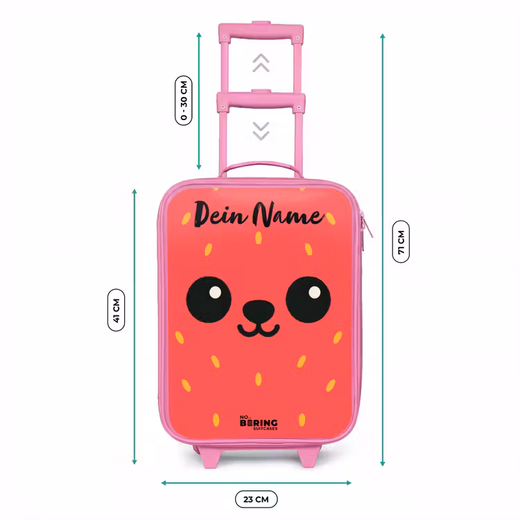 Kawai - Aardbei - Rood Kinderkoffer - Roze klein -productfoto_formaten