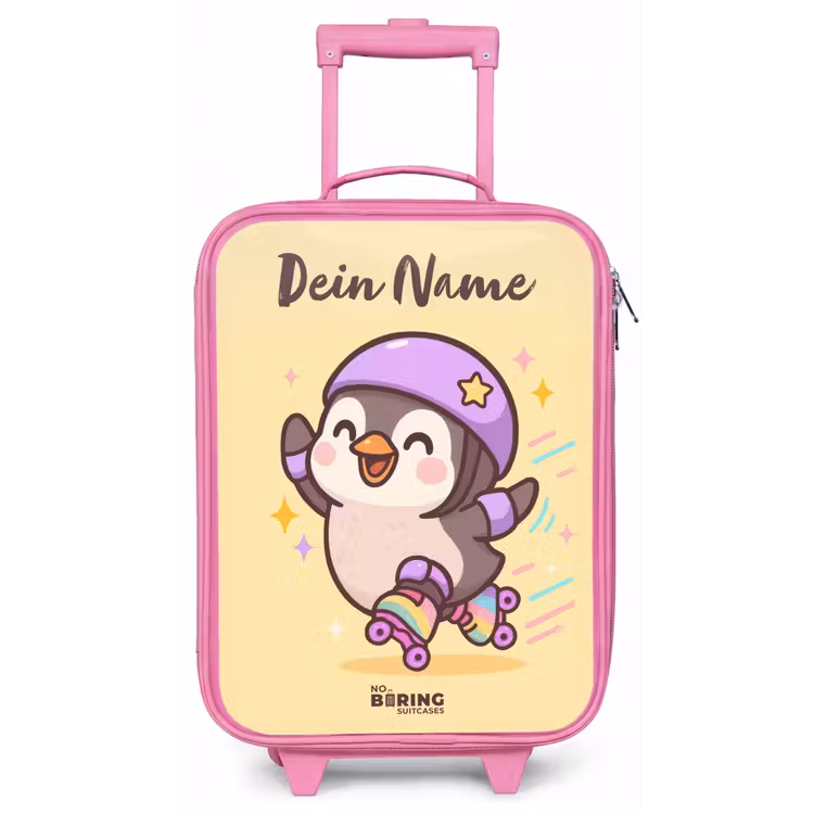 Kawai - Pinguin - Rolschaatsen Kinderkoffer - Roze klein -zz3dotto
