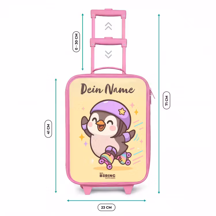 Kawai - Pinguin - Rolschaatsen Kinderkoffer - Roze klein -productfoto_formaten