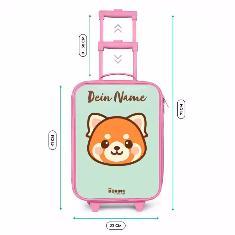 Kawai - Rode panda - Groen Kinderkoffer - Roze klein -productfoto_formaten