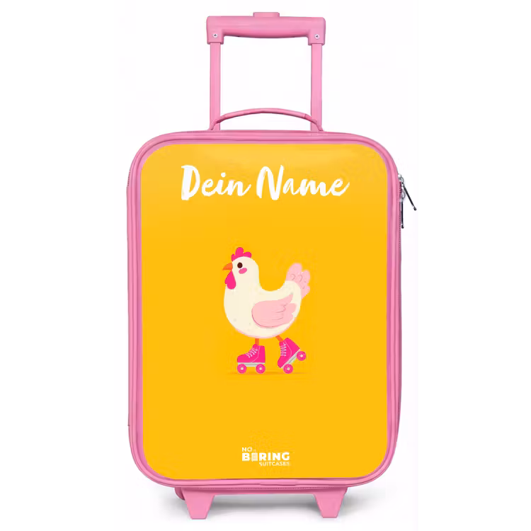 Kip - Rolschaatsen - Geel Kinderkoffer - Roze klein -zz3dotto